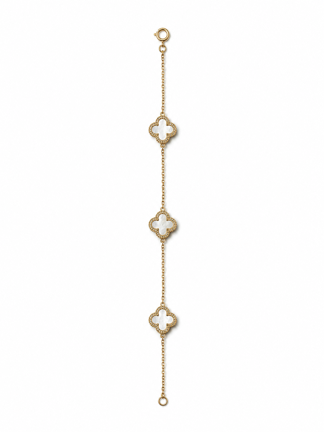 Pulseira Flores Brancas em Prata Dourada