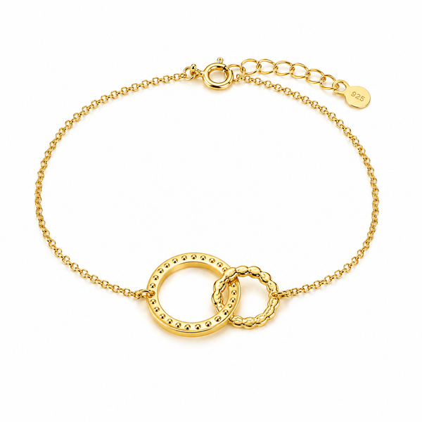 Pulseira de Prata Dourada com Argolas